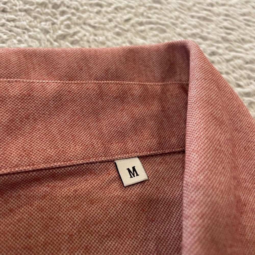 State & Liberty Pique Button Up Shirt Mens M Red Chambray Cotton Modal Athletic - Picture 2 of 9